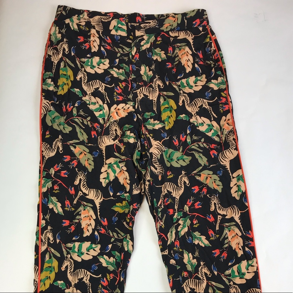 Zara Trafaluc Womens Pants Sz S Black Floral - Picture 1 of 8